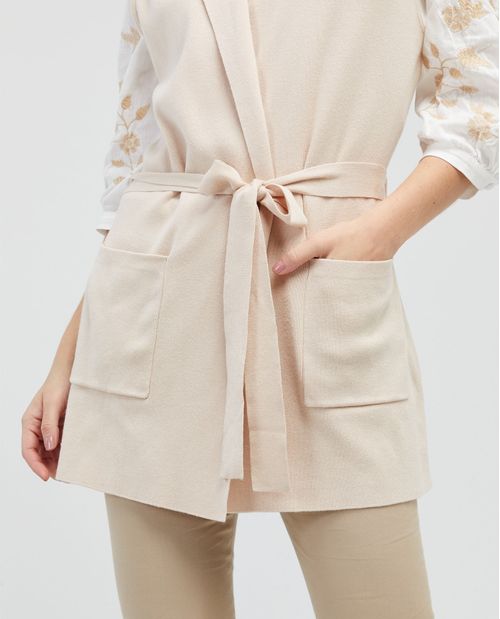 Chaleco con solapas largo para mujer