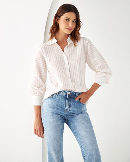 Camisa con tejido de mariposa para mujer