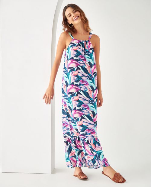 ORANGE BLUE Vestido Esprit Mujer 3-4 Algodón Floral M