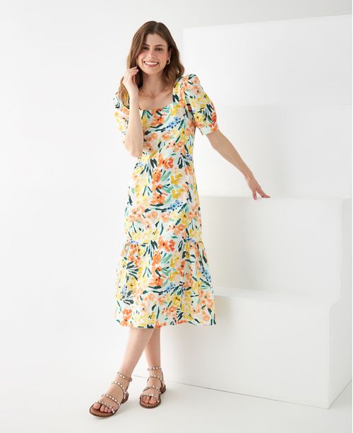 Vestido midi con escote recto