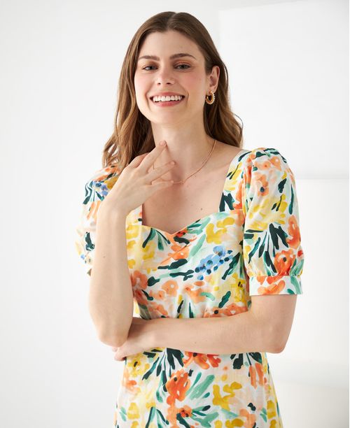 Vestido midi con escote recto