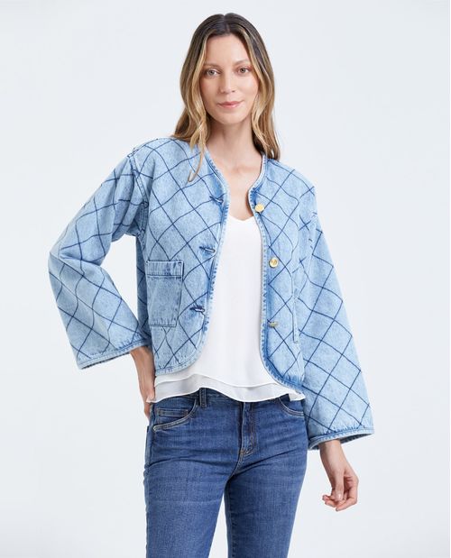 Chaqueta en denim bordada para mujer