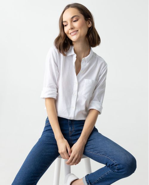 Camisa clásica manga larga para mujer