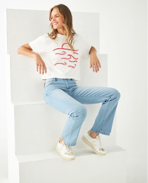 Jean Straight cinco bolsillos para mujer