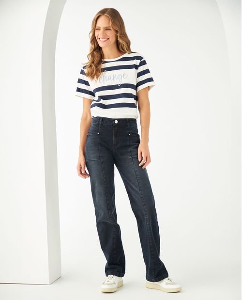 Jean Stright fit cuatro bolsillos para mujer