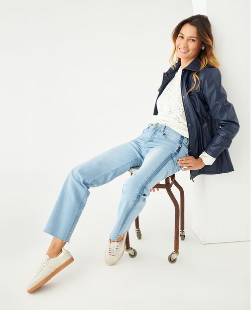 Chaqueta con correa en mangas para mujer