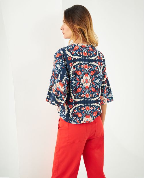 Camisa con escote en V para mujer