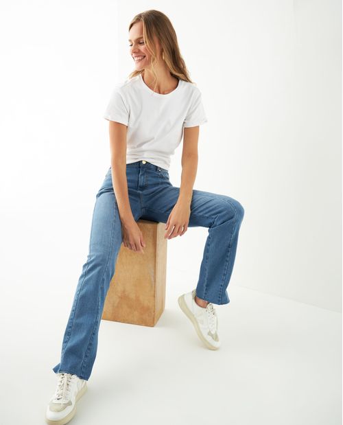 Jean Straight con cortes para mujer