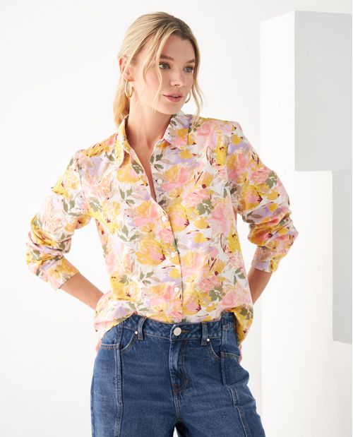 Camisa con estampado de flores para mujer