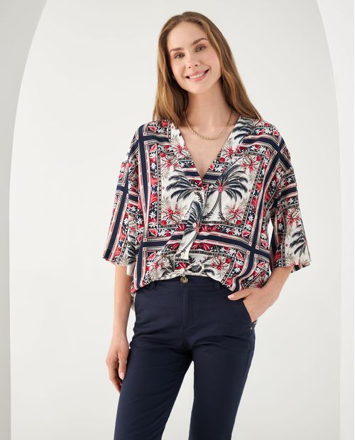 Camisa cuello en V para mujer