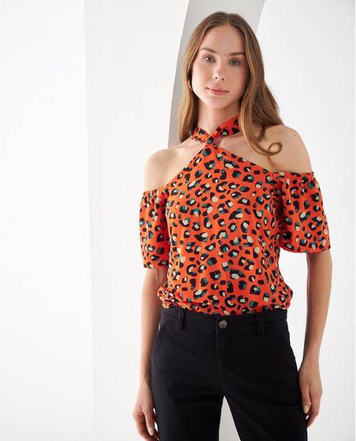 Camisa de cuello alto para mujer