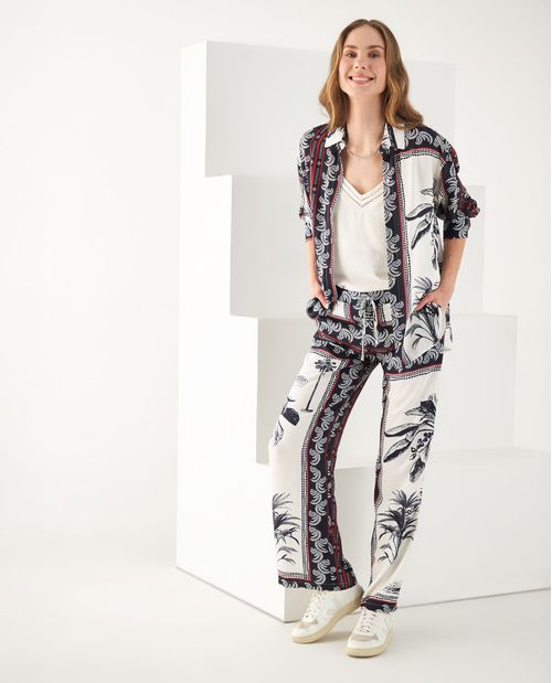 Camisa con mix de estampados para mujer
