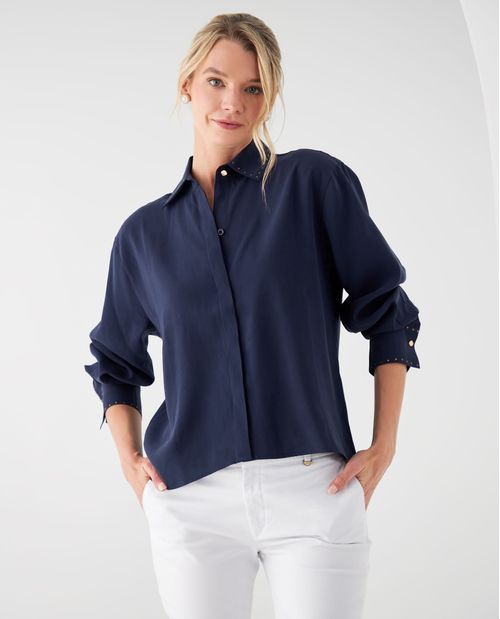 Camisa manga larga con apliques para mujer