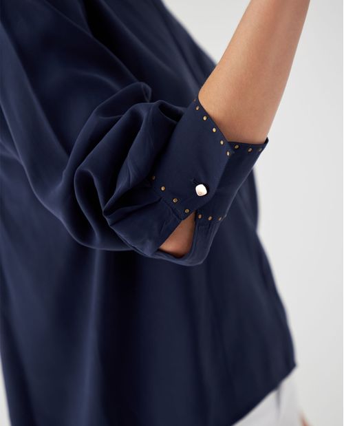 Camisa manga larga con apliques para mujer