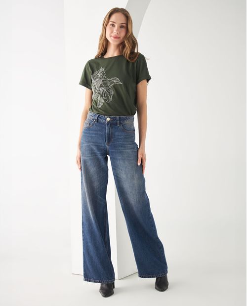 Jean Wide Leg cinco bolsillos para mujer