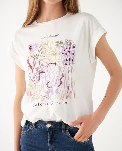 Camiseta estampada en frente para mujer