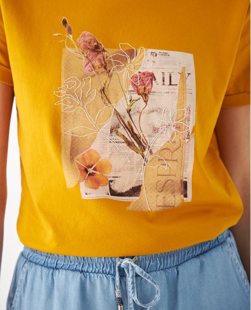 Camiseta con apliques bordados para mujer