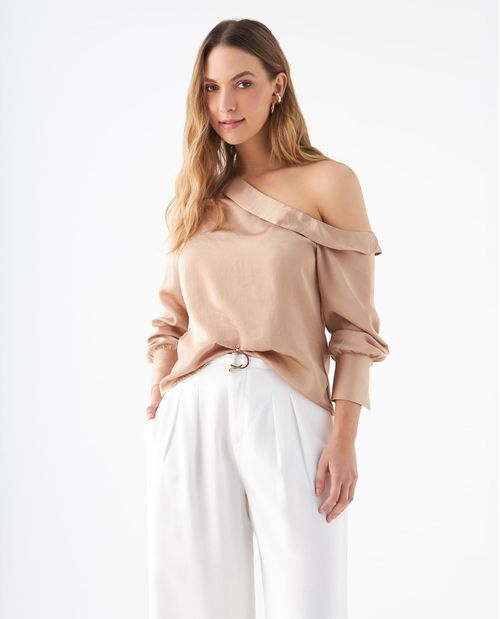 Camisa de tela fluida para mujer