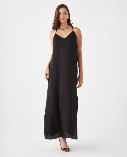 Vestido largo con brillo sutil para mujer