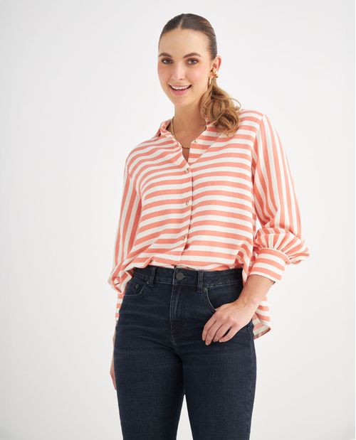 Camisa con estampado a rayas para mujer