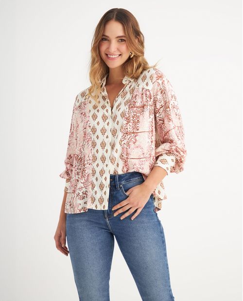 Camisa con cortes decorativos en frente para mujer