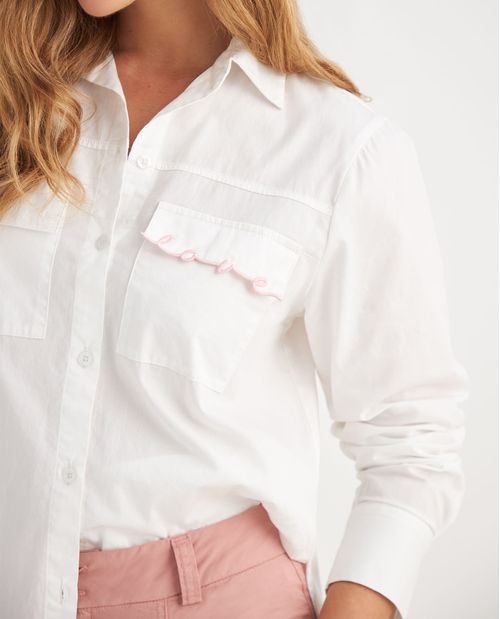 Camisa con bolsillos en frente para mujer