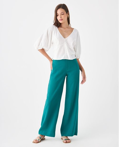 Camisa manga corta con volumen para mujer