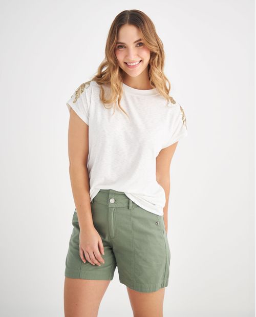 Camiseta con aplique de lentejuelas para mujer