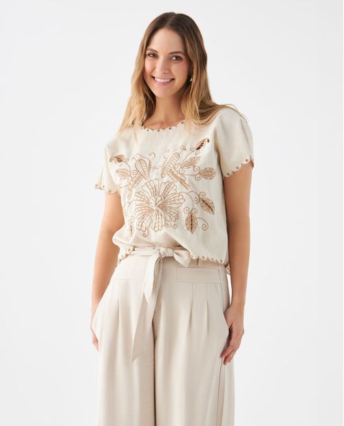 Camisa con detalles bordados para mujer