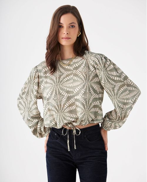 Camisa manga larga estampada para mujer