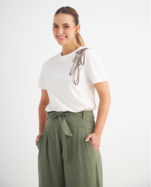 Camiseta con apliques decorativos para mujer