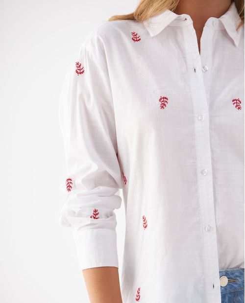 Camisa con mini prints bordados para mujer