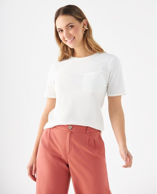 Camiseta con bolsillo en frente para mujer