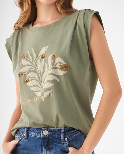 Camiseta manga sisa para mujer
