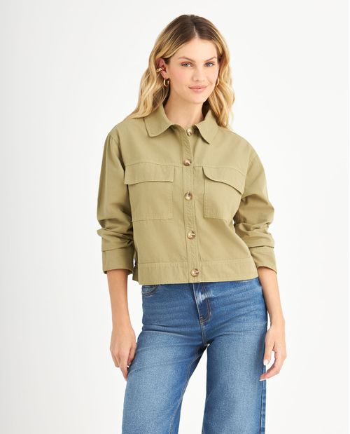 Chaqueta con bolsillos de tapa para mujer