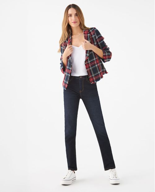 Chaqueta con cuadros tejidos para mujer