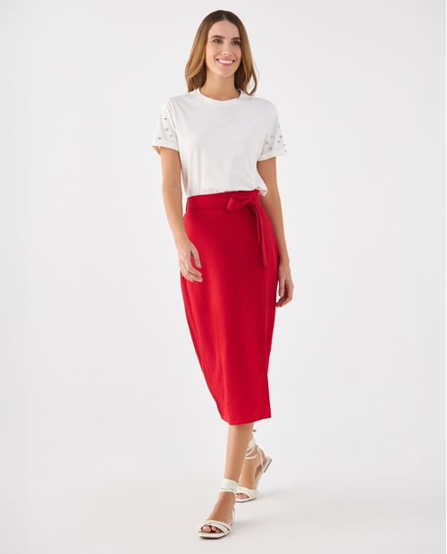 Falda con lazo ajustable en cintura para mujer