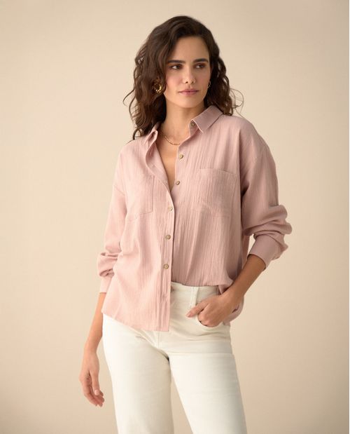 Camisa de tela con textura para mujer