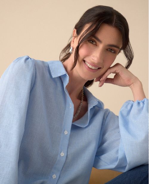 Camisa manga larga con volumen para mujer