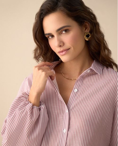 Camisa manga larga con volumen para mujer