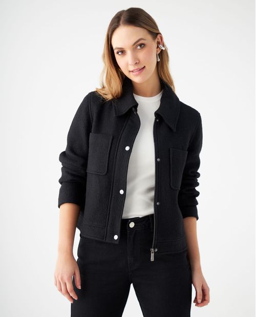 Chaqueta tela afelpada para mujer