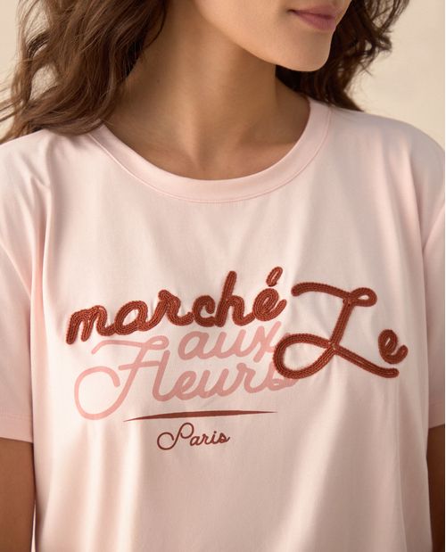 Camiseta estampada en frente para mujer