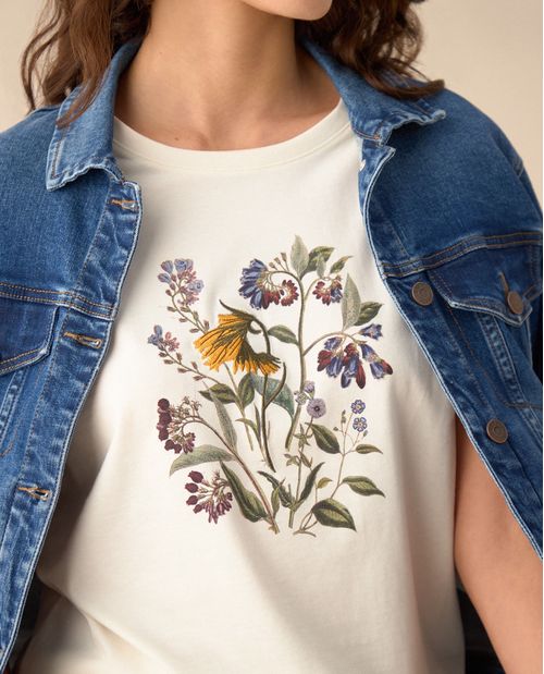 Camiseta con estampado de flores para mujer
