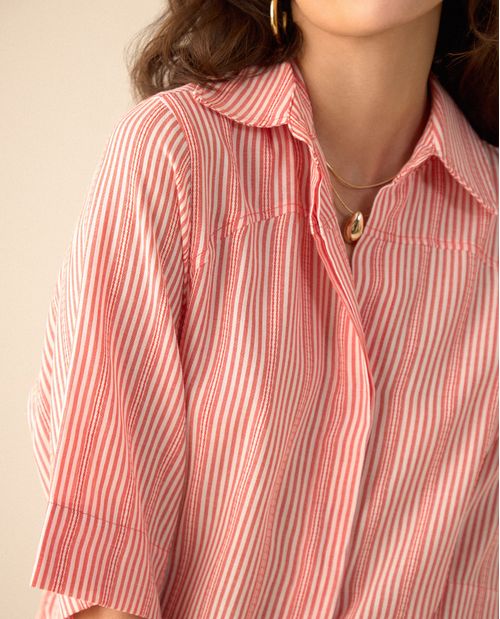 Camisa preteñida a rayas para mujer