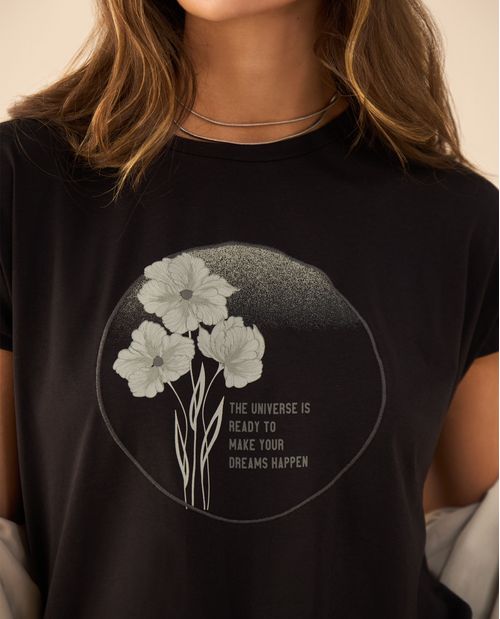 Camiseta estampada de manga corta para mujer