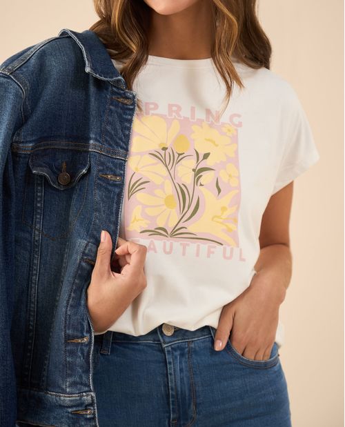 Camiseta estampada en frente para mujer