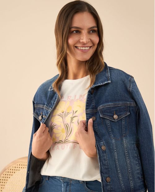 Camiseta estampada en frente para mujer