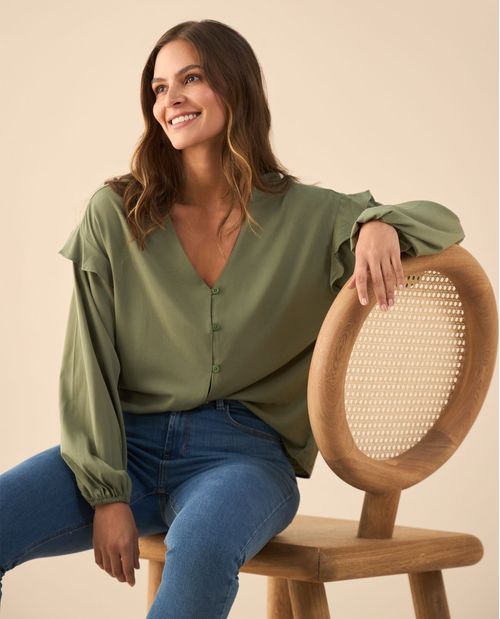 Camisa con bolero en hombros para mujer