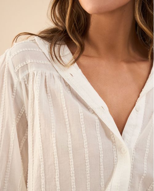 Camisa de diseño abierto con botones para mujer