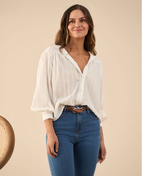 Camisa de diseño abierto con botones para mujer